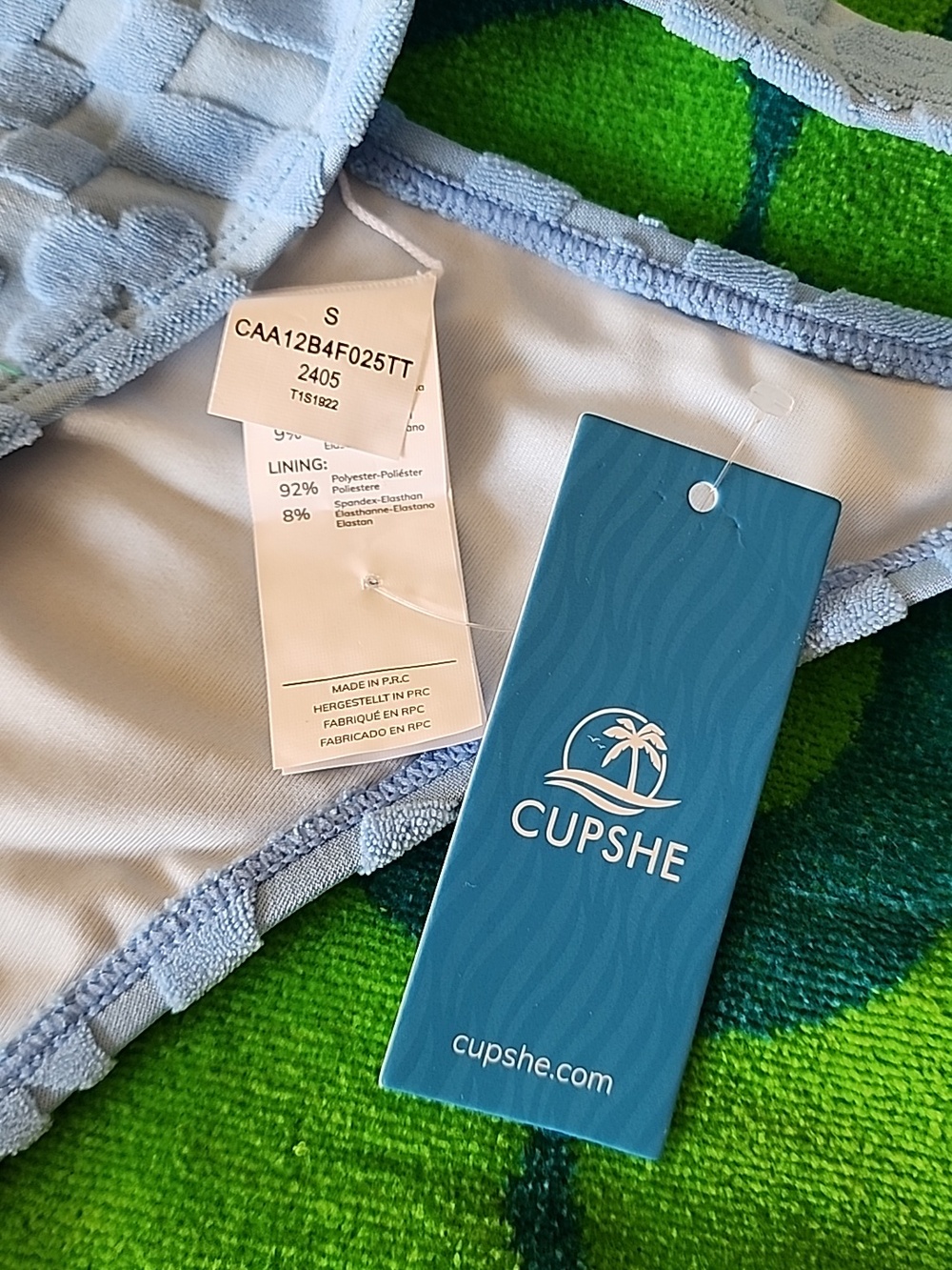 NWT Cupshe Powder Blue Textured Two-Piece Bikini - Picture 2 of 7